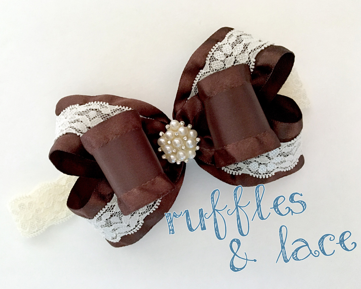 lace accented ruffle ribbon hair-bow