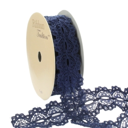 Navy Blue 7/8" Ribbon Hole French Lace Trim