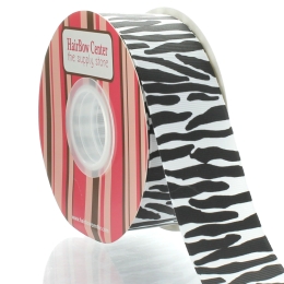 1.5" White/Black Zebra Grosgrain Ribbon