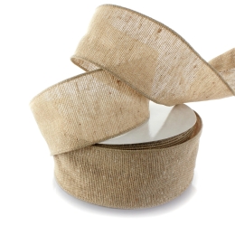 2.5" Wired Natural Cotton Burlap Ribbon