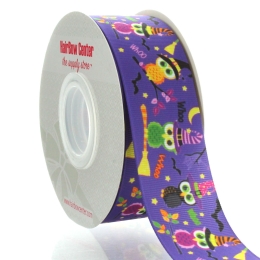 1.5" Halloween Owl Witches Grosgrain Ribbon