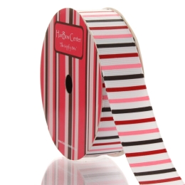7/8" Pink/Brown Stripes Grosgrain Ribbon