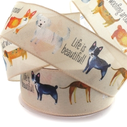 2 1/2" Wired Ribbon Dogs Life