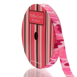 3/8" Pink Camo Grosgrain Ribbon