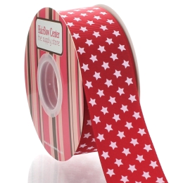 1.5" Red with White Stars Grosgrain Ribbon