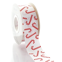 1.5" Red Candy Cane Grosgrain Ribbon