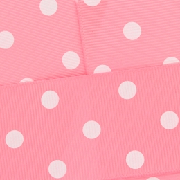 Pink w/ White Dots Grosgrain Ribbon HBC