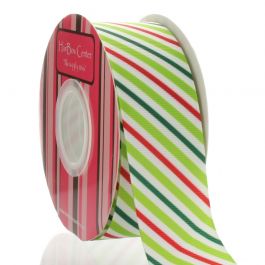 Hair Bow Supplies Apple Green Stripe Print Grosgrain Ribbon 1.5” Ribbon