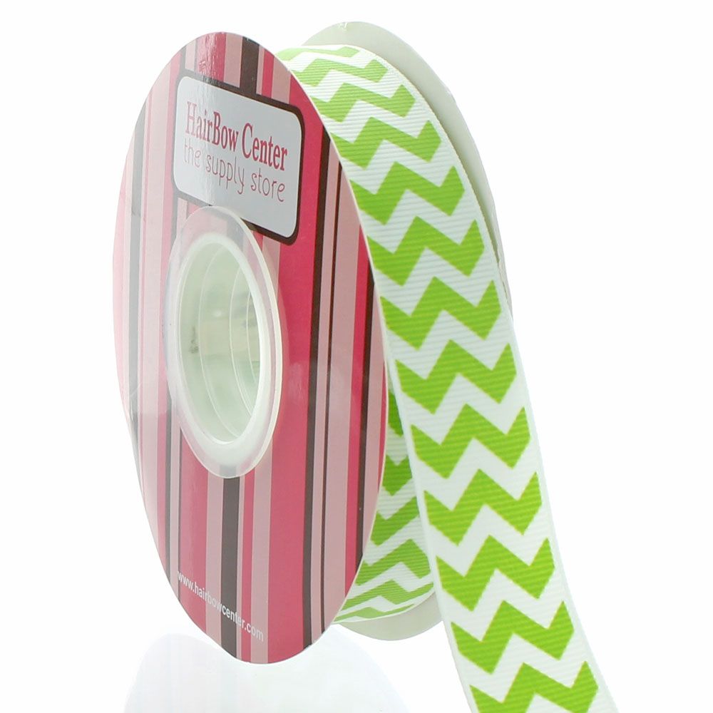 Hair Bow Supplies Apple Green Stripe Print Grosgrain Ribbon 1.5” Ribbon